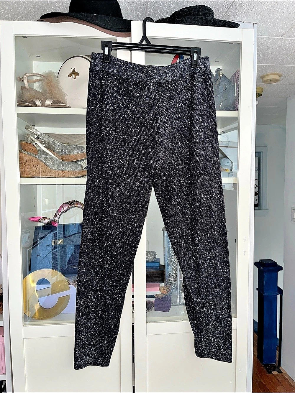 Dex Silver Sparkling Leggings in Black